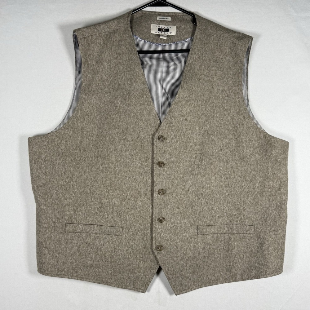 Joseph Abboud Tweed Vest Mens 3XL Khaki Button Front Dress Suit Waistcoat NEW